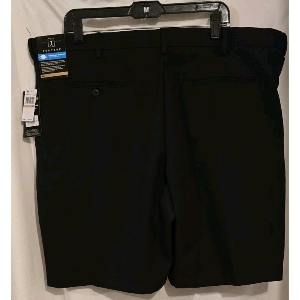 PGA‎ TOUR Shorts Mens 42 Stretch, Flat Front Golf Expandable Waistband Black NWT